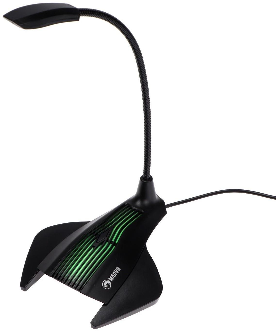 Микрофон MARVO MIC-01, на подставке, USB, для стриминга, подсветка, чёрный