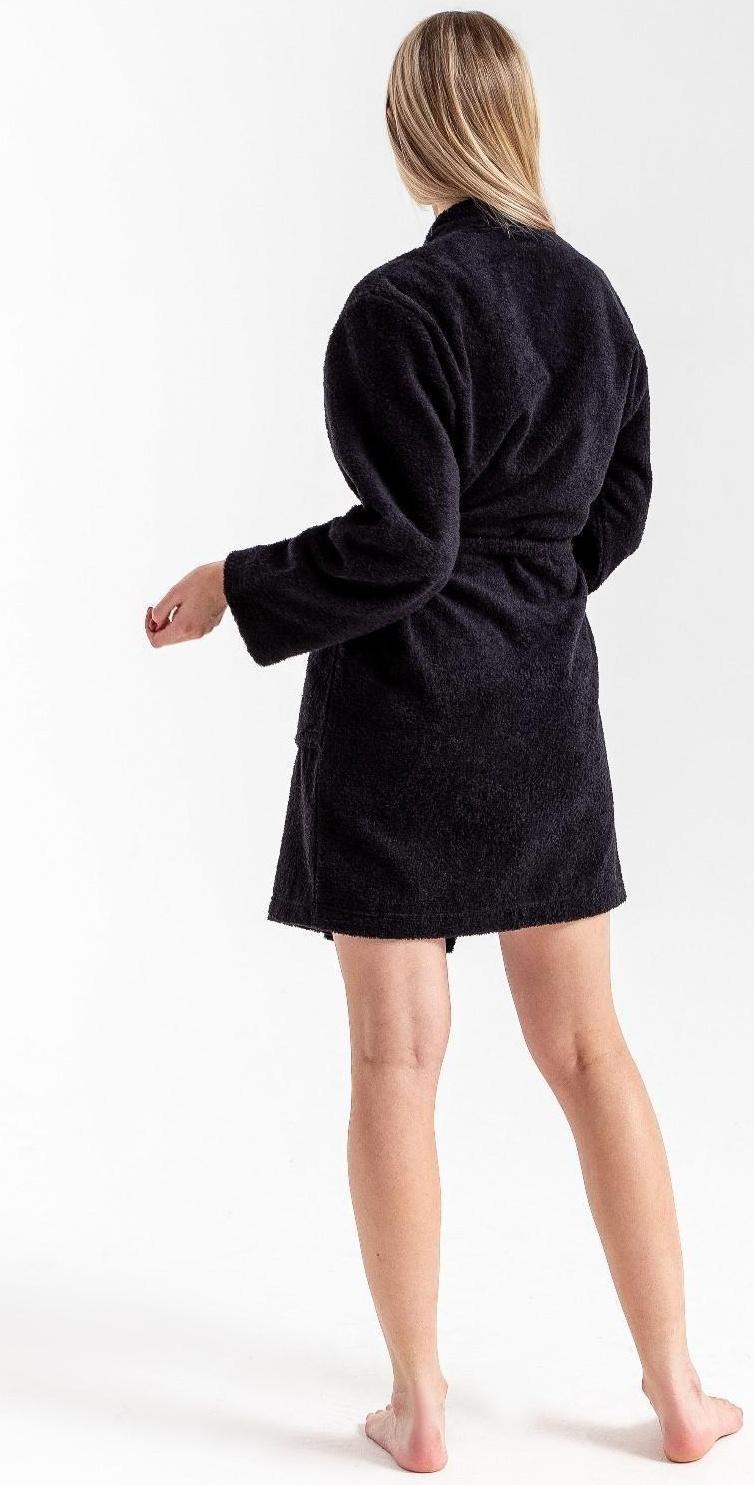 Халат махровый Экономь и Я женский, р 50-52 цвет черный, 100% хлопок с AIRO, 320 г/м2