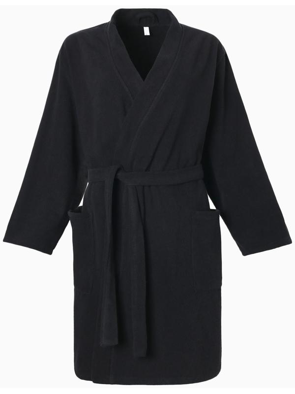 Халат махровый Экономь и Я женский, р 50-52 цвет черный, 100% хлопок с AIRO, 320 г/м2
