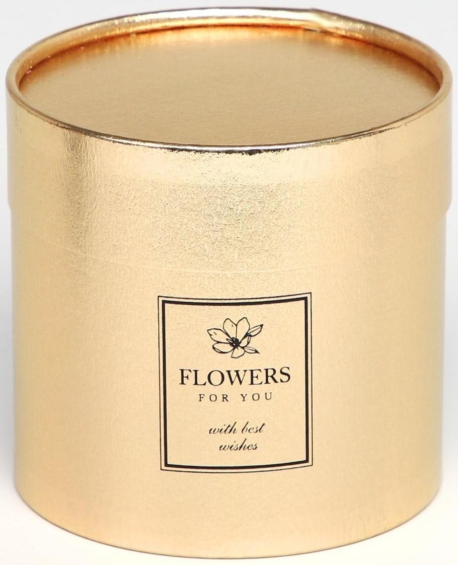 Шляпная коробка «Flowers», золотая, 12 х 12 см