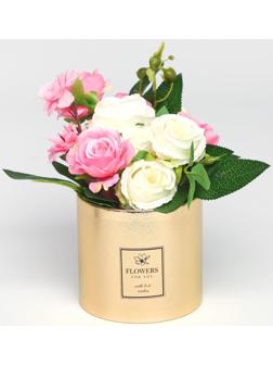 Шляпная коробка «Flowers», золотая, 12 х 12 см