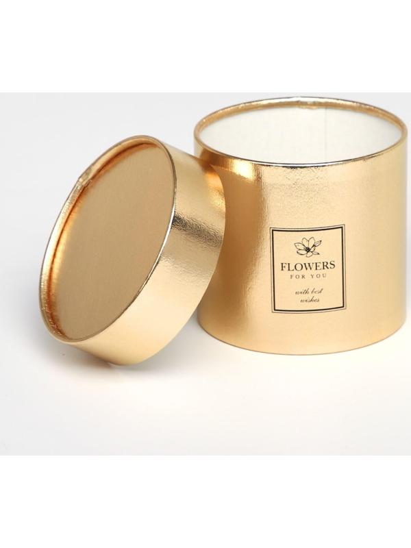 Шляпная коробка «Flowers», золотая, 12 х 12 см