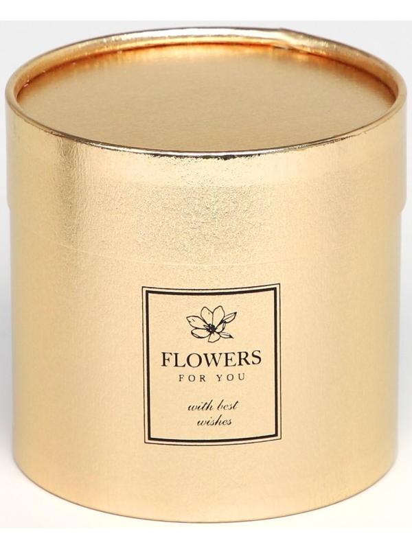 Шляпная коробка «Flowers», золотая, 12 х 12 см