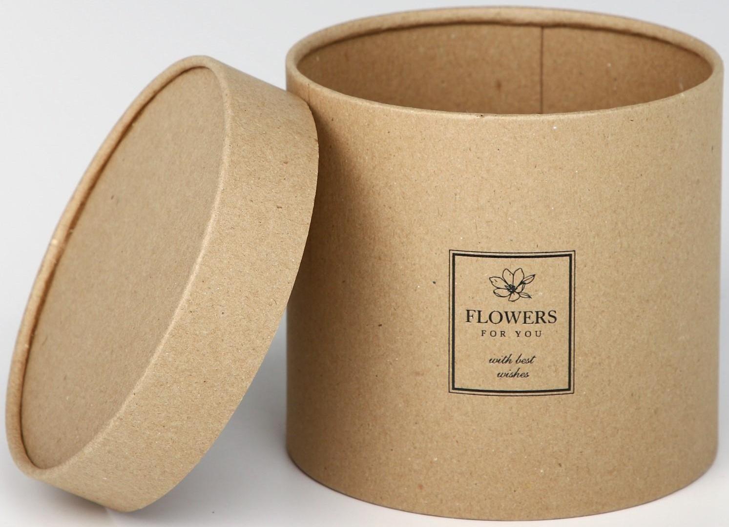 Шляпная коробка из крафта «Flowers», 15 х 15 см