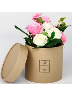 Шляпная коробка из крафта «Flowers», 15 х 15 см