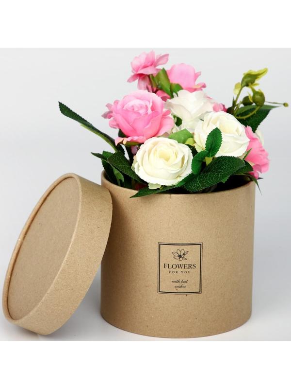 Шляпная коробка из крафта «Flowers», 15 х 15 см