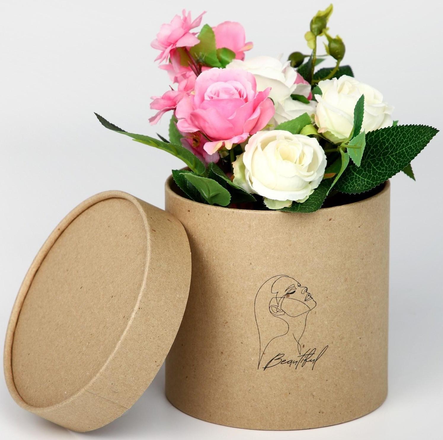 Шляпная коробка из крафта «Beautiful», 15 х 15 см