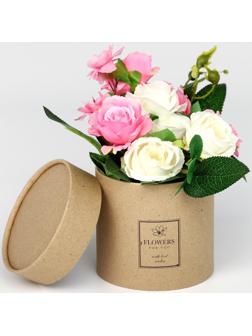 Шляпная коробка из крафта «Flowers», 12 х 12 см