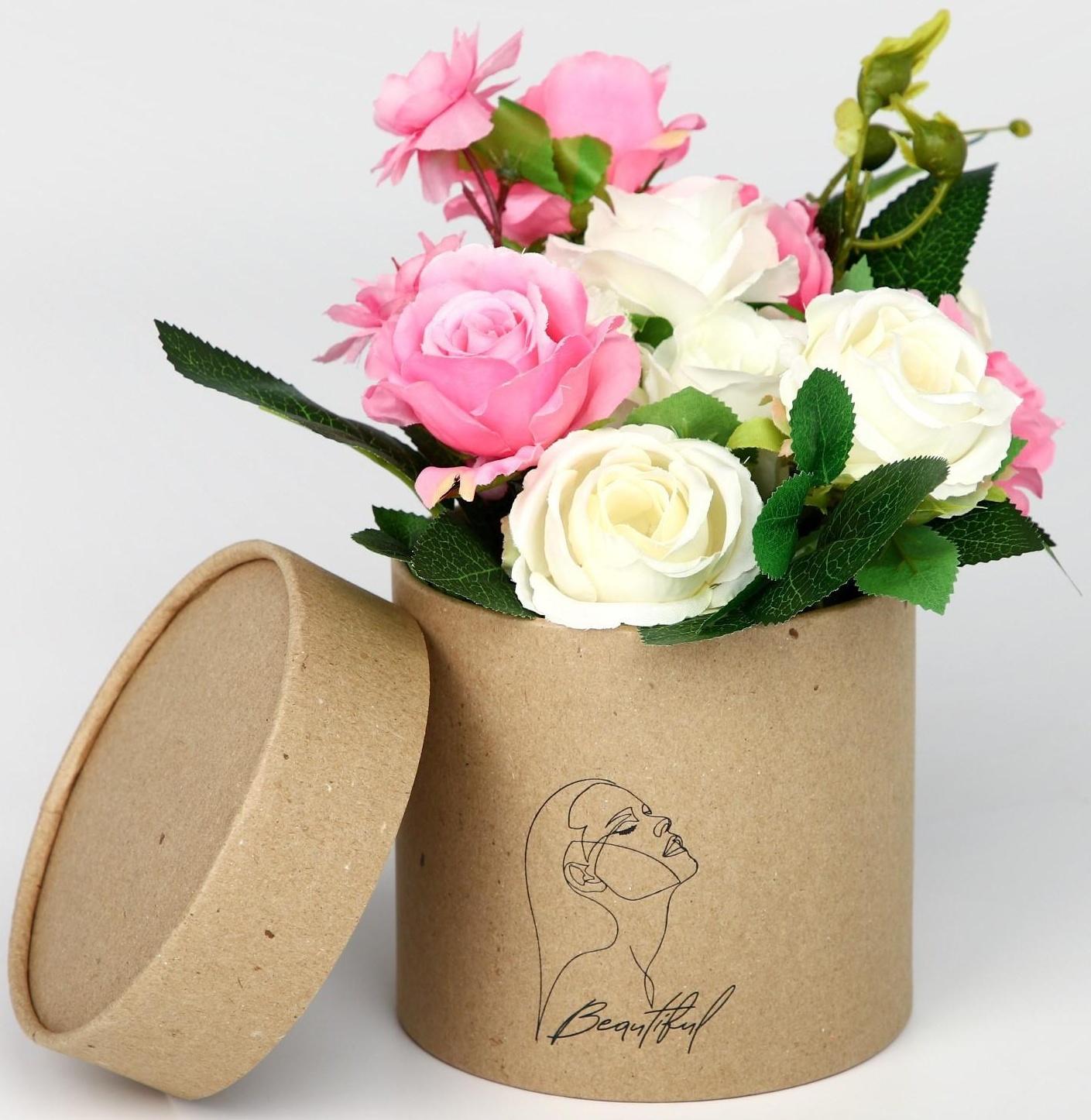 Шляпная коробка из крафта «Beautiful», 12 х 12 см