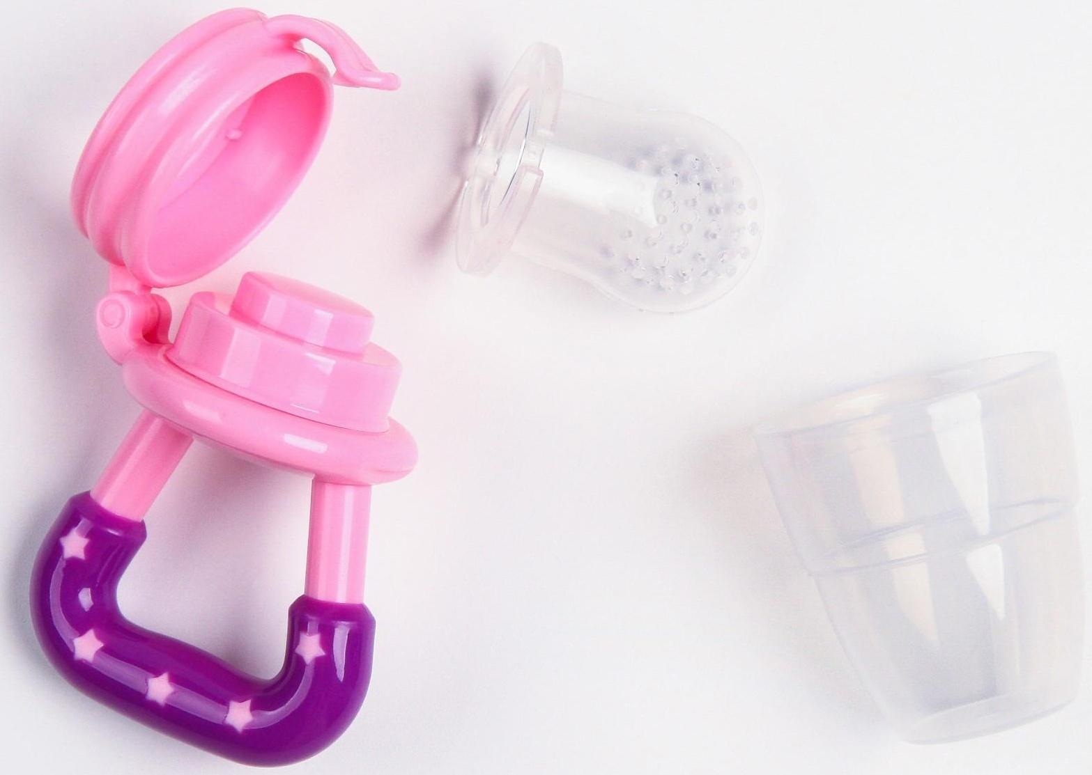 Ниблер для прикорма, с силиконовой сеточкой, цвет розовый