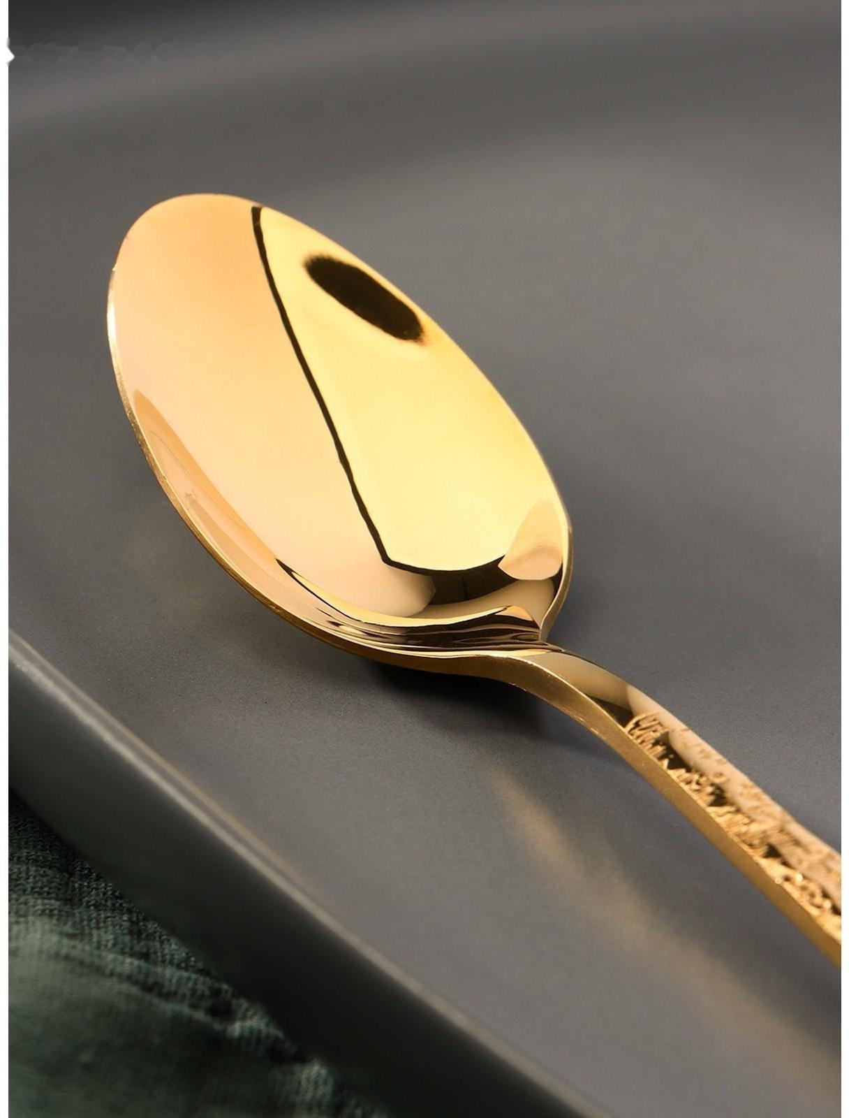 Ложка чайная из нержавеющей стали Magistro «Лин GOLD»,  h=16 см, на подвесе, цвет золотой