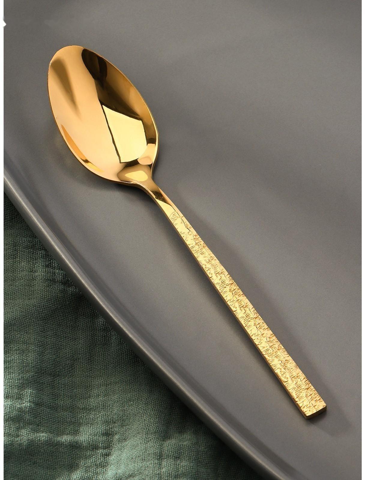 Ложка чайная из нержавеющей стали Magistro «Лин GOLD»,  h=16 см, на подвесе, цвет золотой