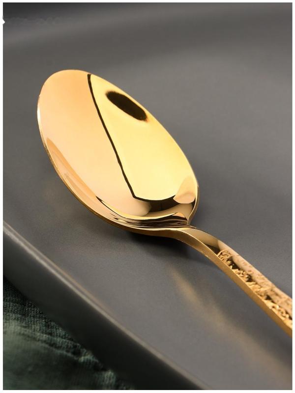 Ложка чайная из нержавеющей стали Magistro «Лин GOLD»,  h=16 см, на подвесе, цвет золотой