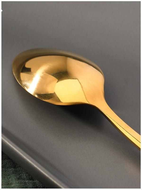 Ложка чайная из нержавеющей стали Magistro «Лин GOLD»,  h=16 см, на подвесе, цвет золотой