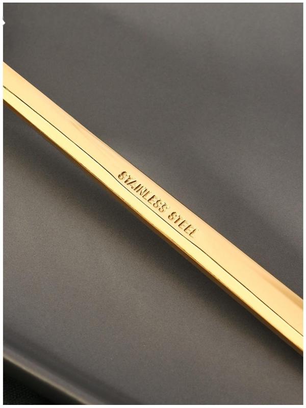 Ложка чайная из нержавеющей стали Magistro «Лин GOLD»,  h=16 см, на подвесе, цвет золотой