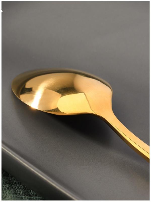 Ложка чайная из нержавеющей стали Magistro «Лин GOLD»,  h=16 см, на подвесе, цвет золотой