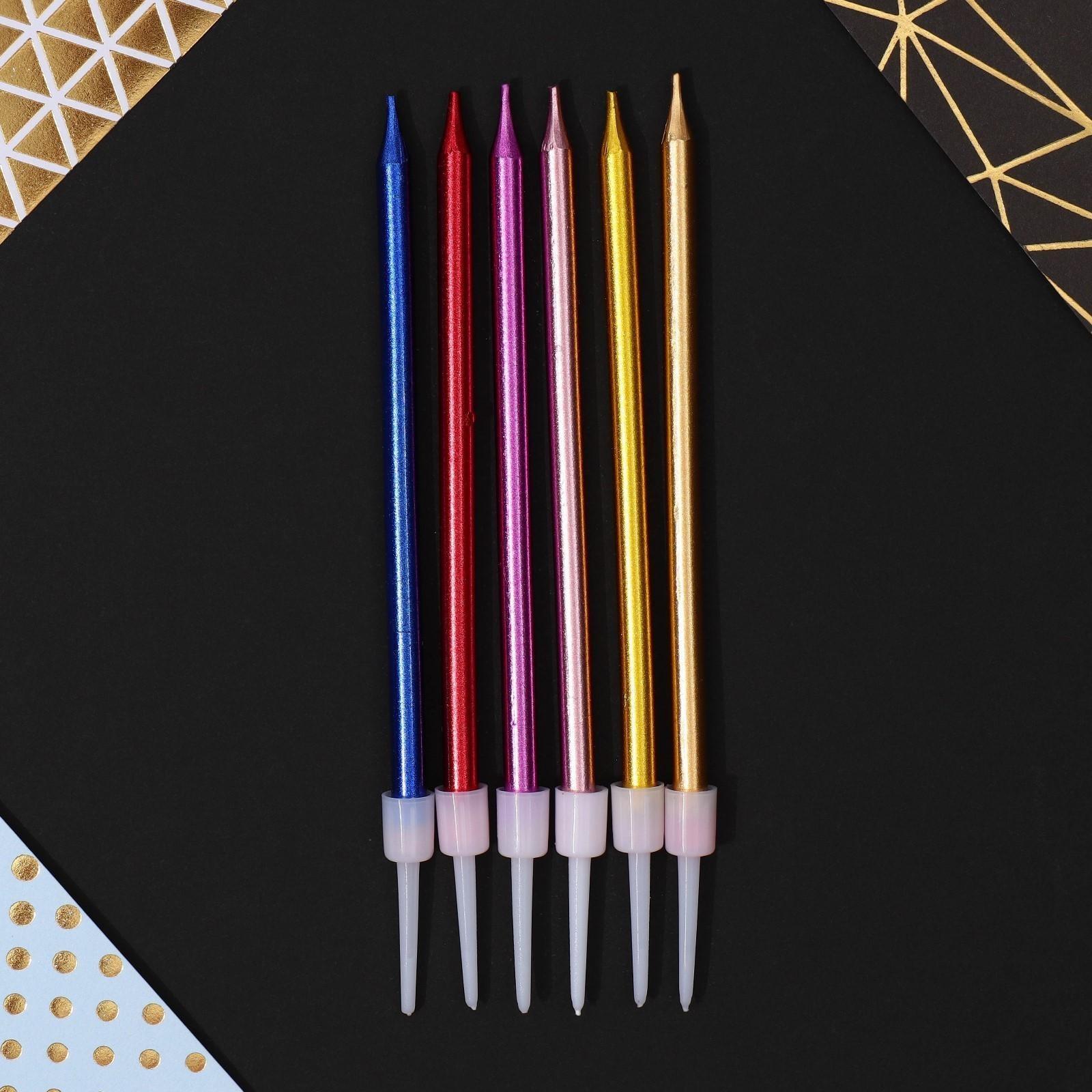 Свечи в торт «С Днем Рождения», разноцветные, 6 шт.