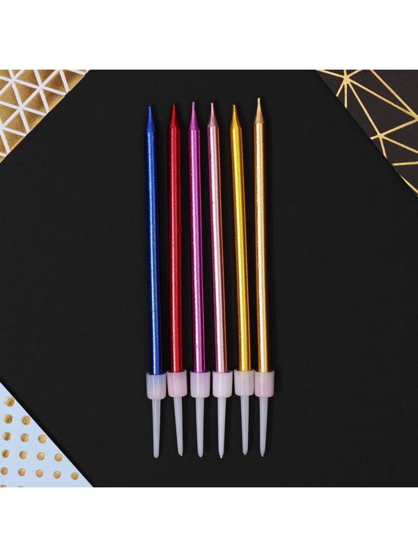 Свечи в торт «С Днем Рождения», разноцветные, 6 шт.