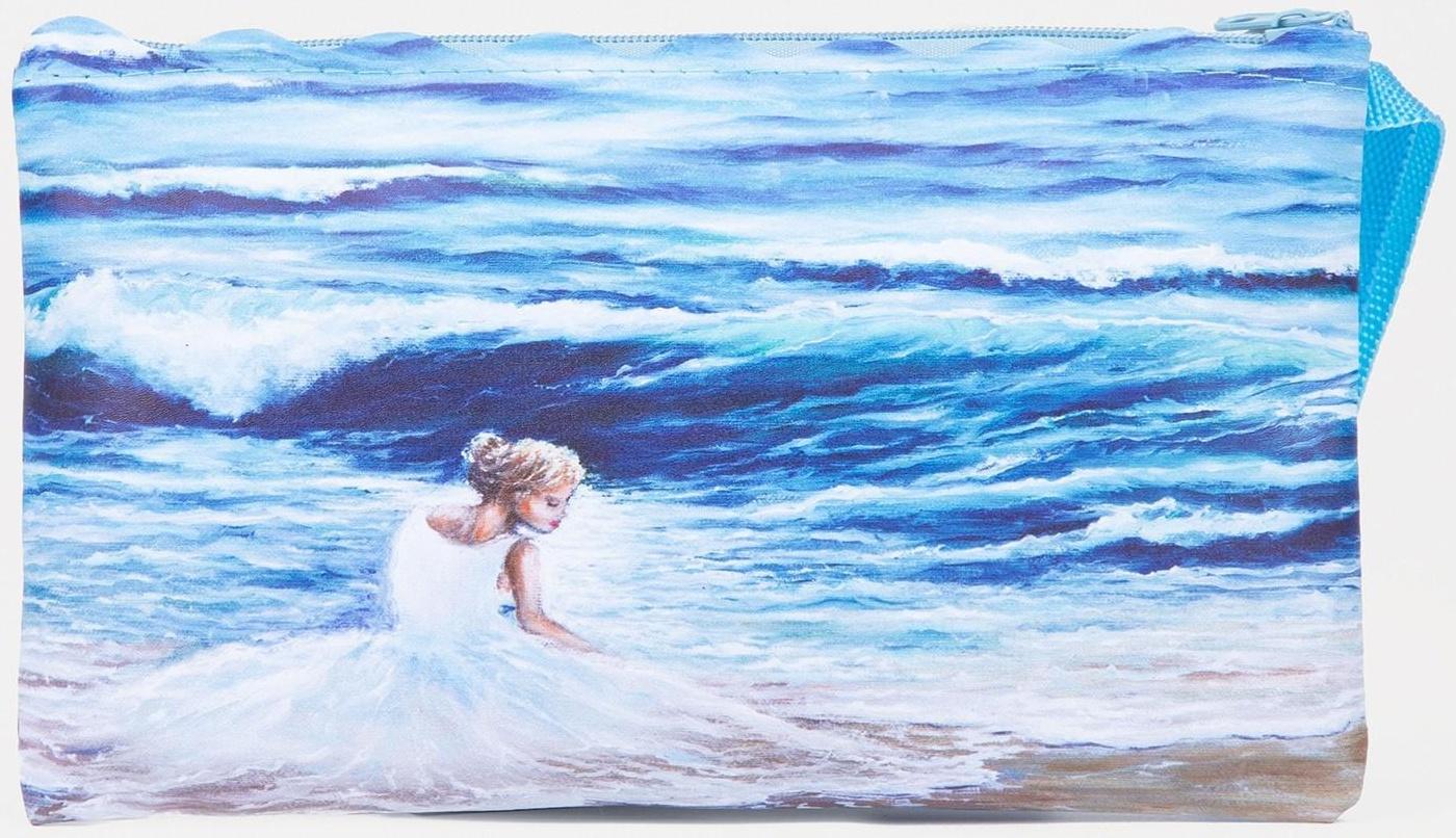 Косметичка на молнии, цвет голубой