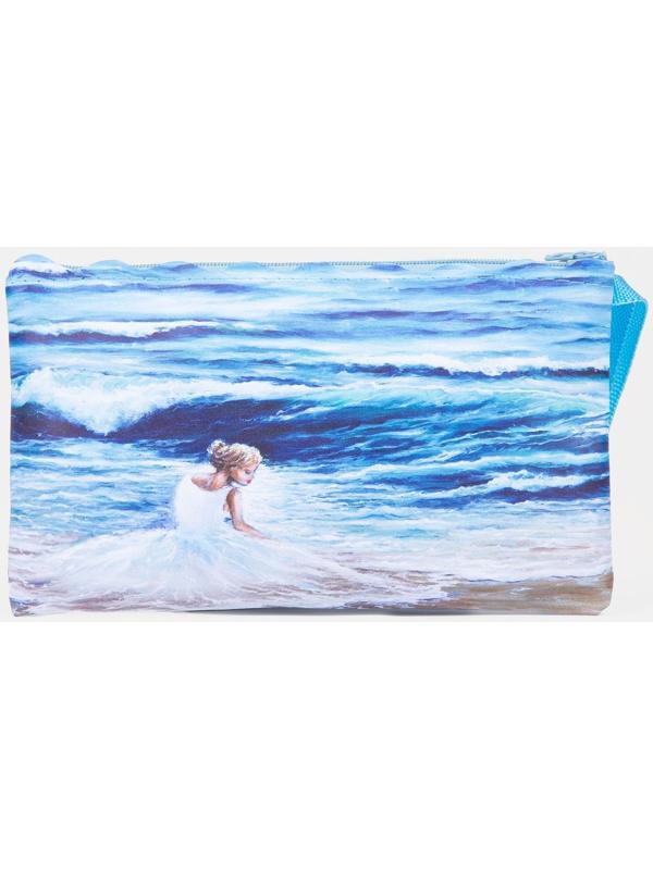 Косметичка на молнии, цвет голубой