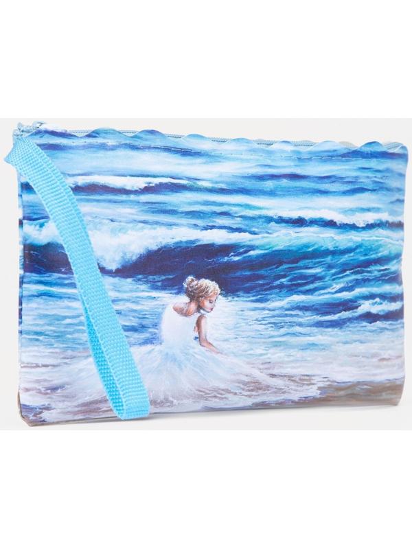 Косметичка на молнии, цвет голубой