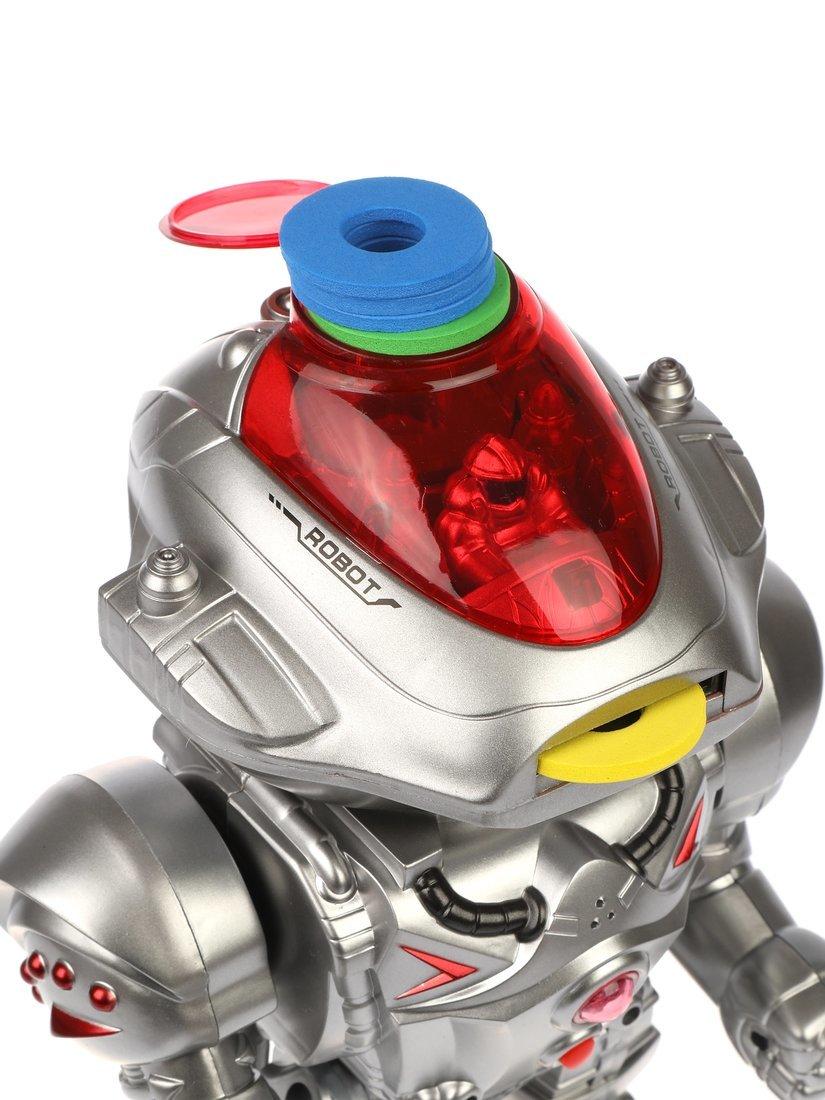 Робот, ИК управление, свет, звук, стреляет, в компекте: м/диски 12шт.,
эл.пит.АА*6шт.не вх.в комплект