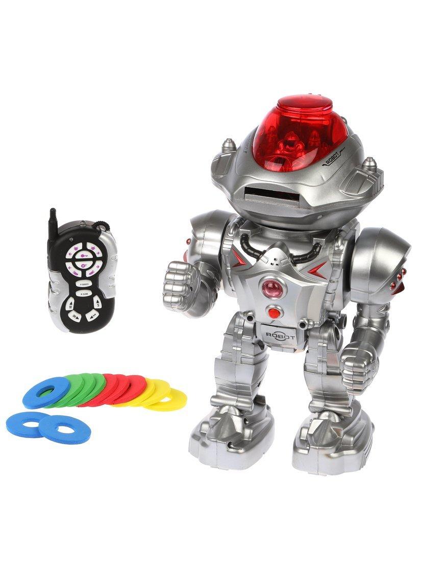 Робот, ИК управление, свет, звук, стреляет, в компекте: м/диски 12шт.,
эл.пит.АА*6шт.не вх.в комплект