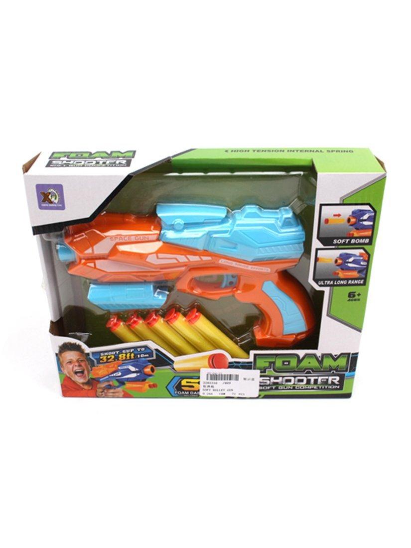 Бластер, в комплекте: мягкие пули 5шт., коробка, в ассортименте