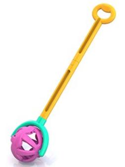 Каталка с ручкой Шарик желто-фиолетовая