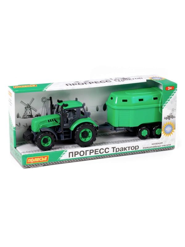 Трактор Прогресс с прицепом для перевозки животных инерционный