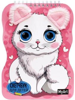 Скетчбук для детей на гребне с ушками Кошечка