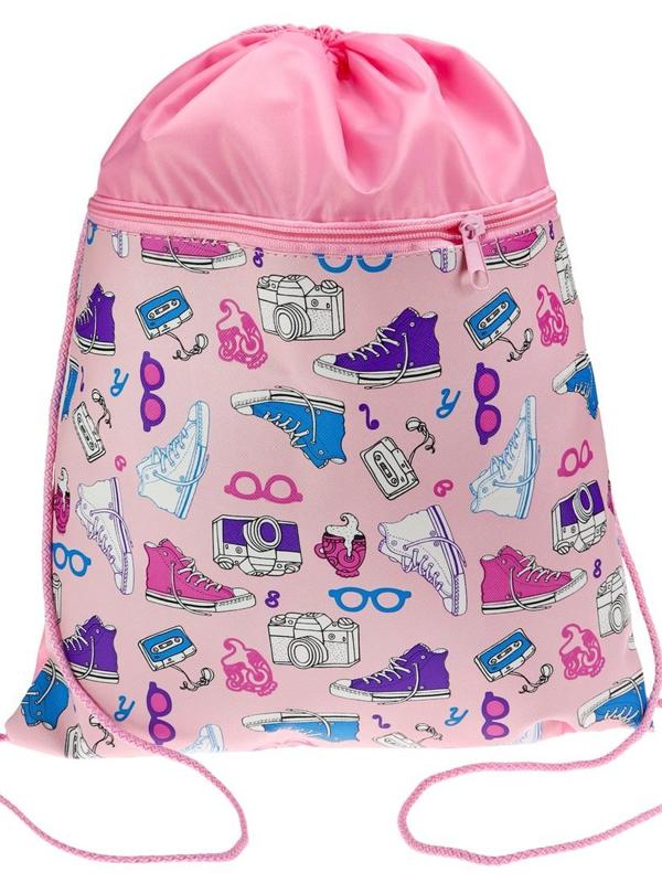 Мешок для обуви 1 отд., с карманом Урбан розовый, 330х400мм