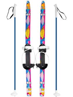 Лыжи детские Быстрики Коты, унив.крепление Цикл, с палками стеклопластик,
(90/90 см)