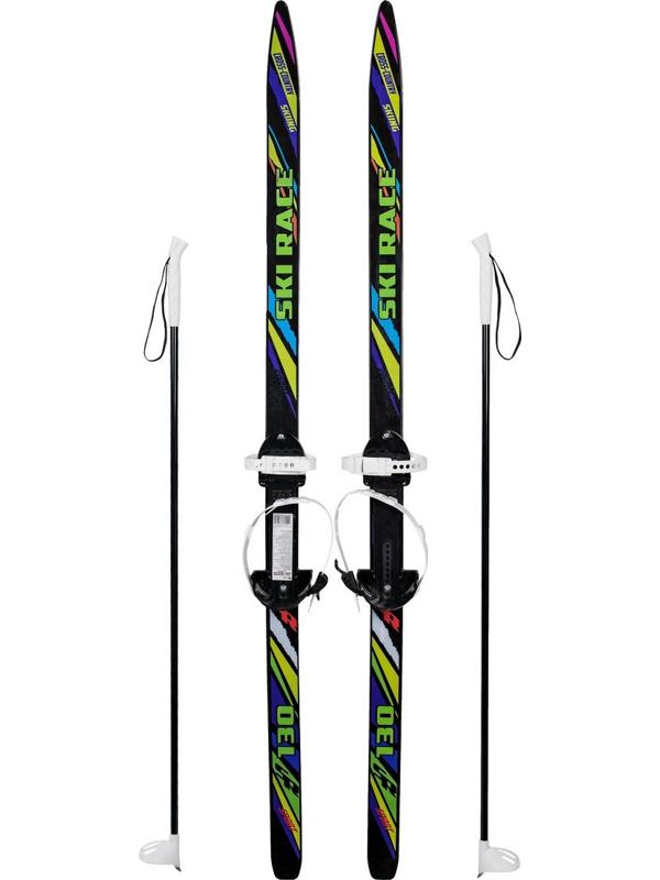 Лыжи подростковые Ski Race унив.крепление Цикл, с палками стеклопластик
(130/100)