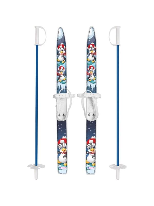 Лыжи детские Лыжики пыжики Пингвинята 75/75 см, крепление мягкое пластик., с
палками стеклопластик