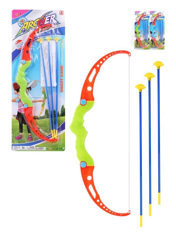 Лук, в комплекте: стрелы с присосками 3шт., блистер, в ассортименте