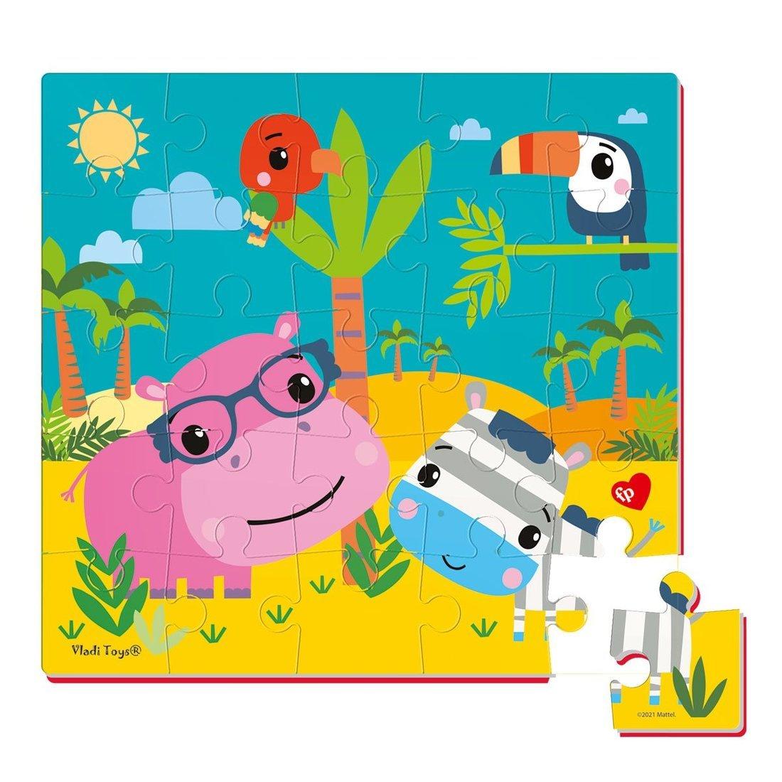 Пазлы мягкие Fisher-Price Бегемот и зебра 25 элементов