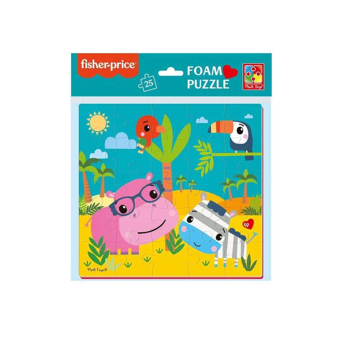 Пазлы мягкие Fisher-Price Бегемот и зебра 25 элементов