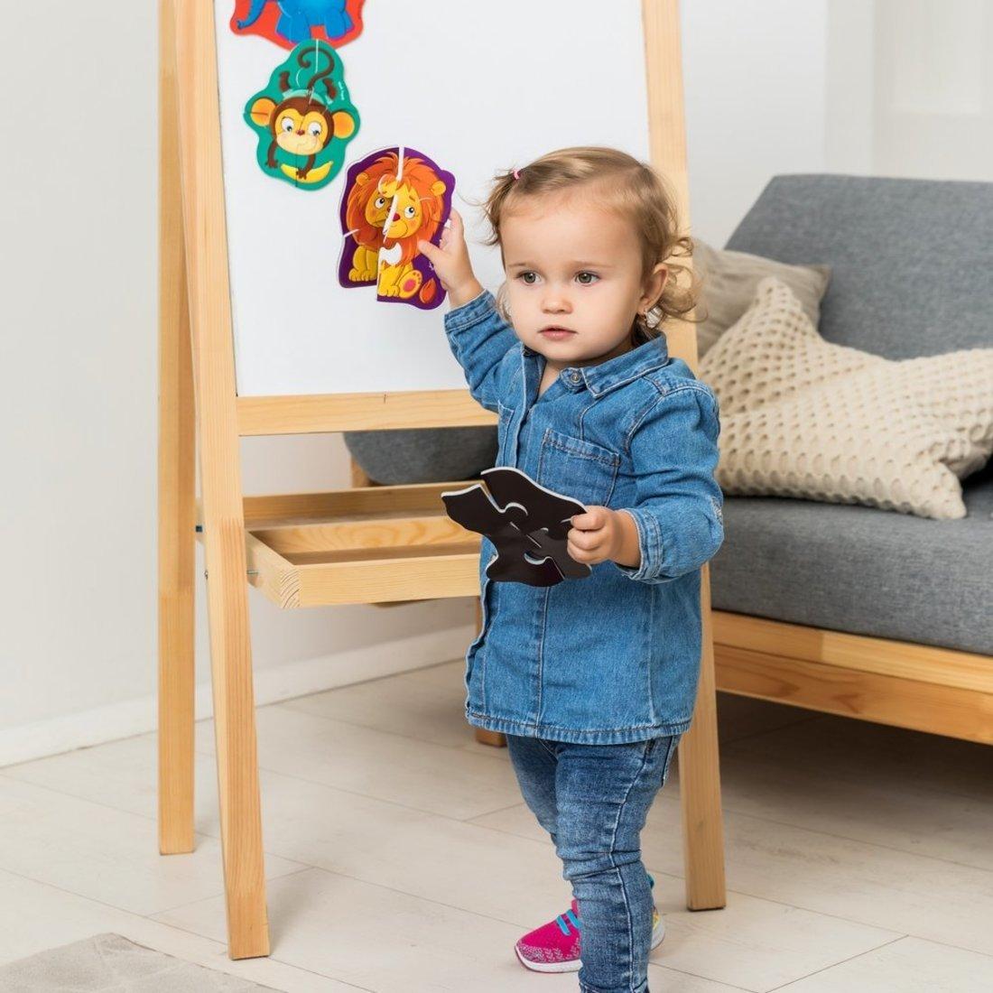 Мягкие магнитные Baby puzzle Львенок и обезьянка 2 картинки 8 элементов