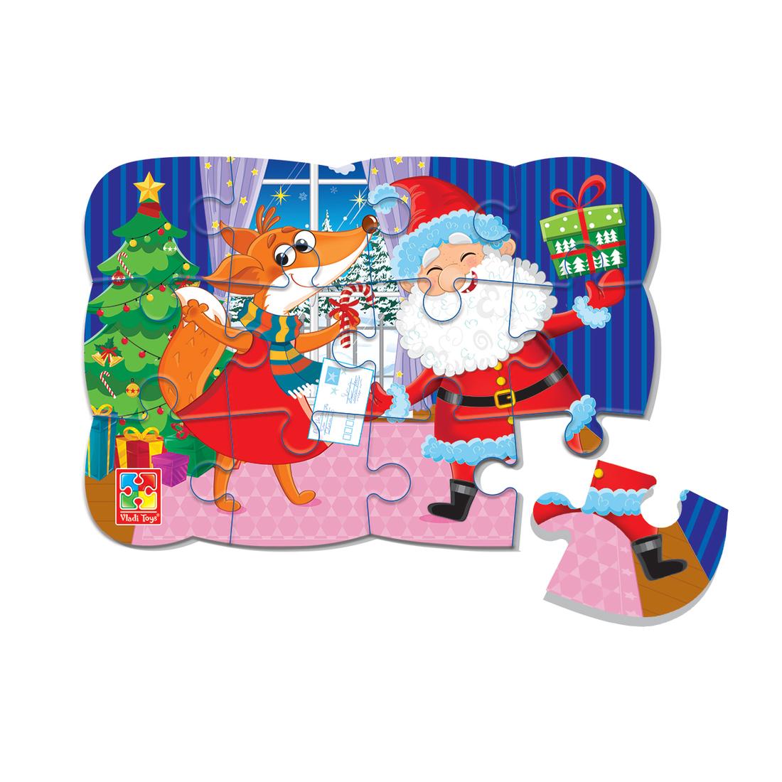 Пазлы на магните Новогоднее веселье 12 элементов