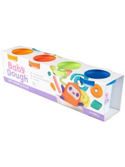 Тесто для лепки BabyDough, набор 4 цвета (синий, нежно-зеленый, красный,
оранжевый)