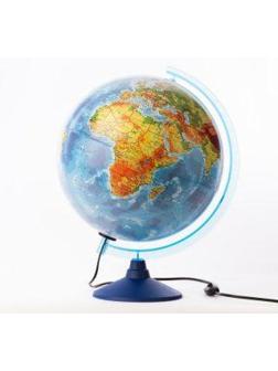 Глобус Земли физико-политический с подсветкой, D-250 мм