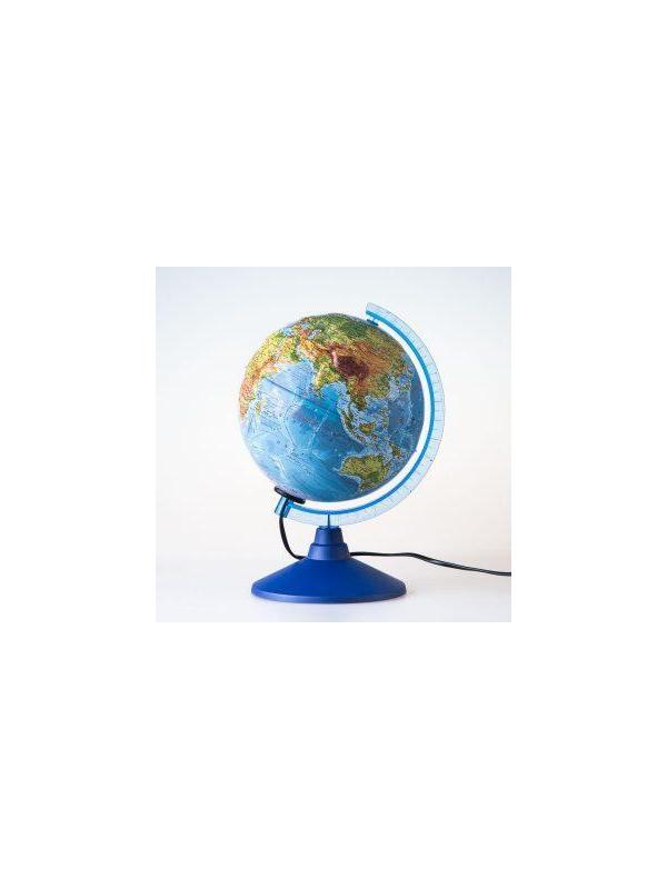 Глобус Земли физико-политический рельефный с подсветкой, D-250 мм