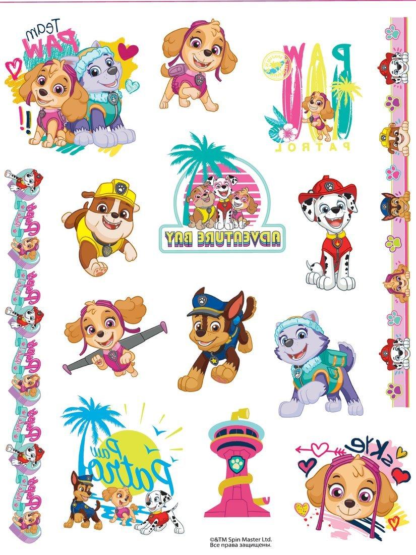 Набор Наклейки-татуировки Щенячий патруль, для девочек, 2 листа