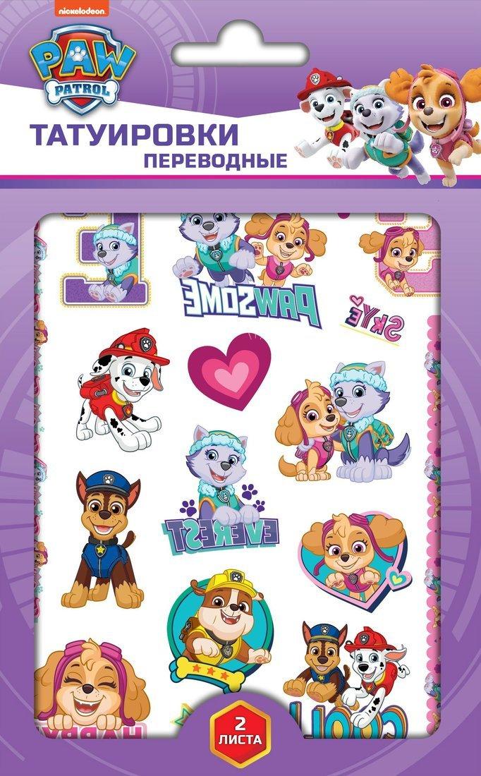 Набор Наклейки-татуировки Щенячий патруль, для девочек, 2 листа