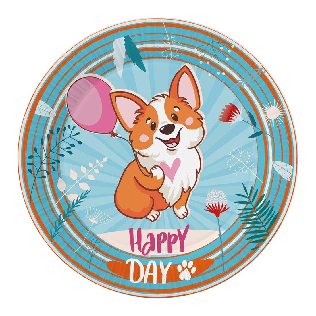 Набор бумажных тарелок Корги, 6 шт d=180 мм