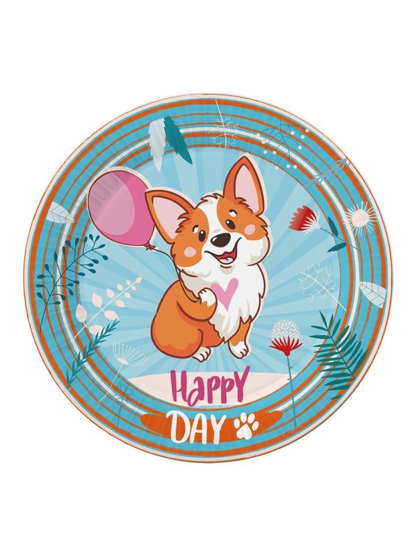 Набор бумажных тарелок Корги, 6 шт d=180 мм