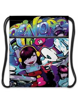 Мешок для сменной обуви Street Style 37х47 см с карманом на молнии