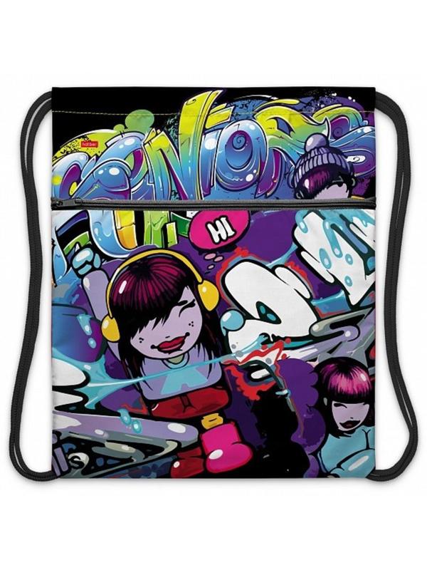 Мешок для сменной обуви Street Style 37х47 см с карманом на молнии