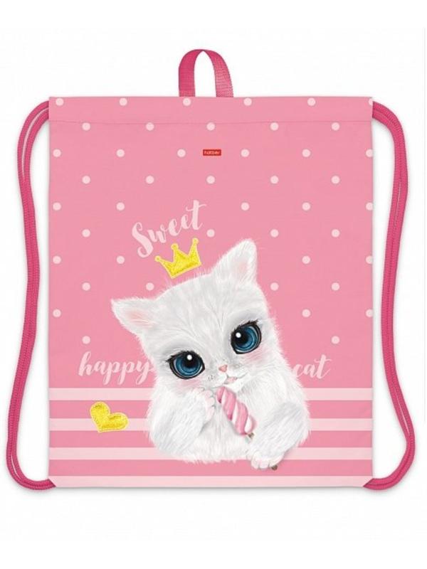 Мешок для сменной обуви Кошечка с мороженым 41х49 см с петлей для подвеса, 1
отд.